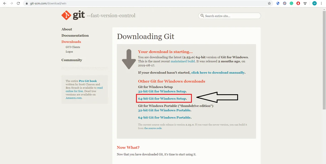 The 64-bit installer link marked